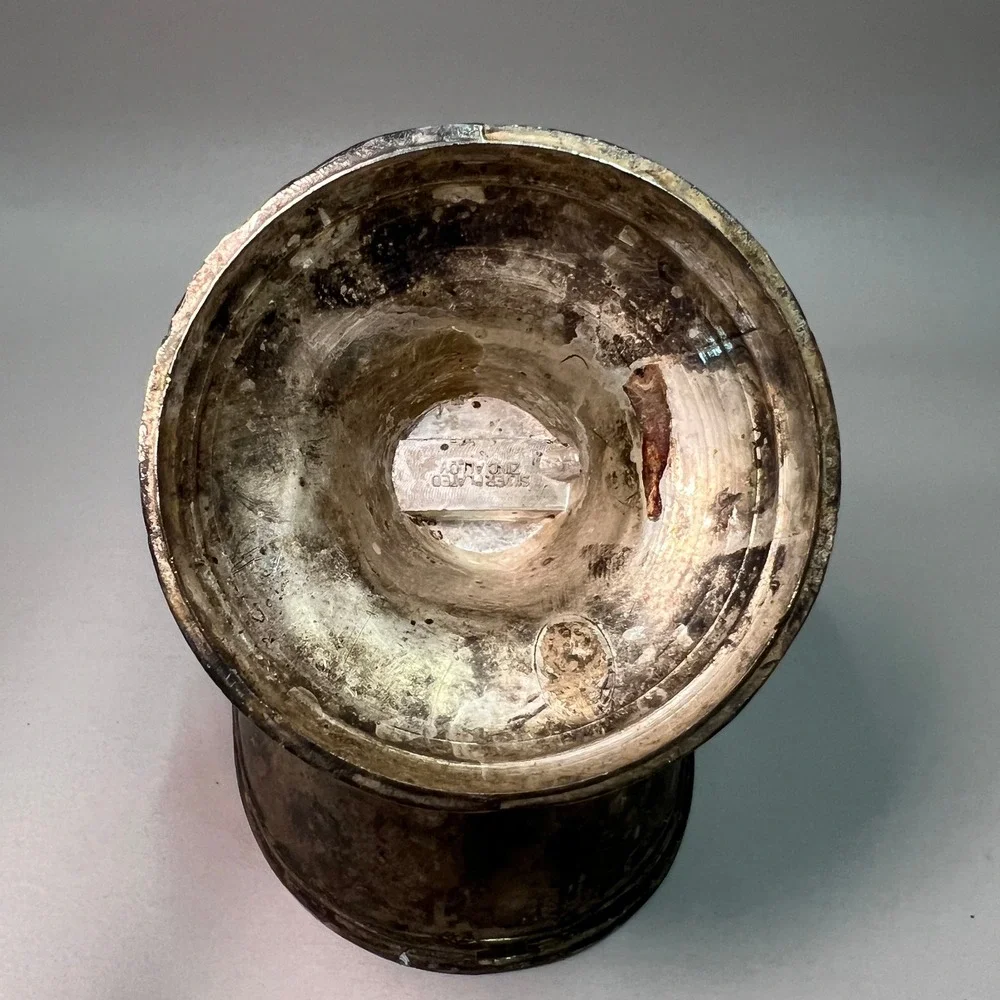 Silver-Plated Sugar Scuttle Featuring an Embossed Floral and Rose Pattern